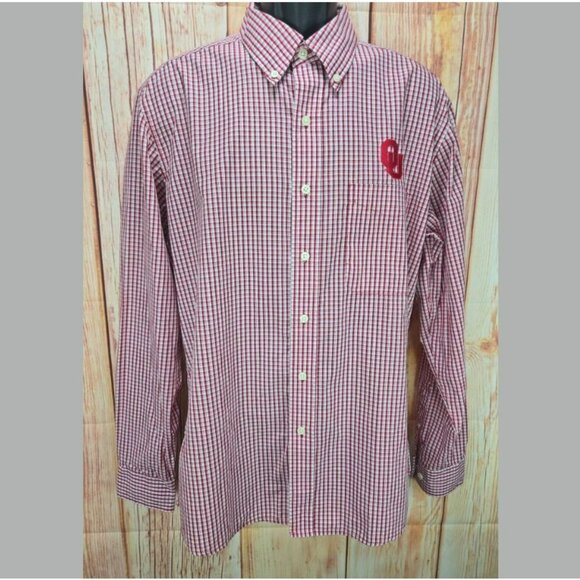 Oklahoma Sooners Antigua Crimson Plaid Shirt Large - Picture 1 of 8